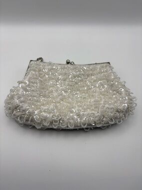 Cache Ivory Beaded Evening Clutch